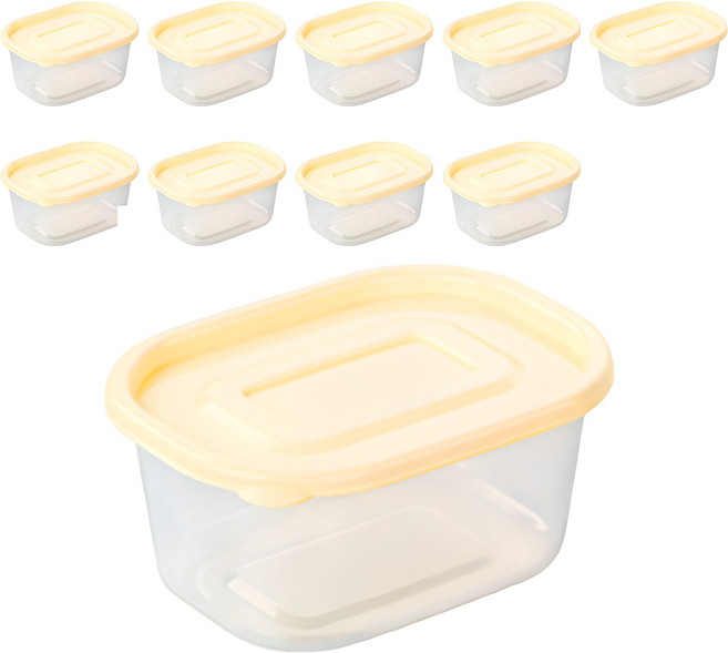 쿡앤락 사각 밀폐용기 아이보리, 10개, 500ml