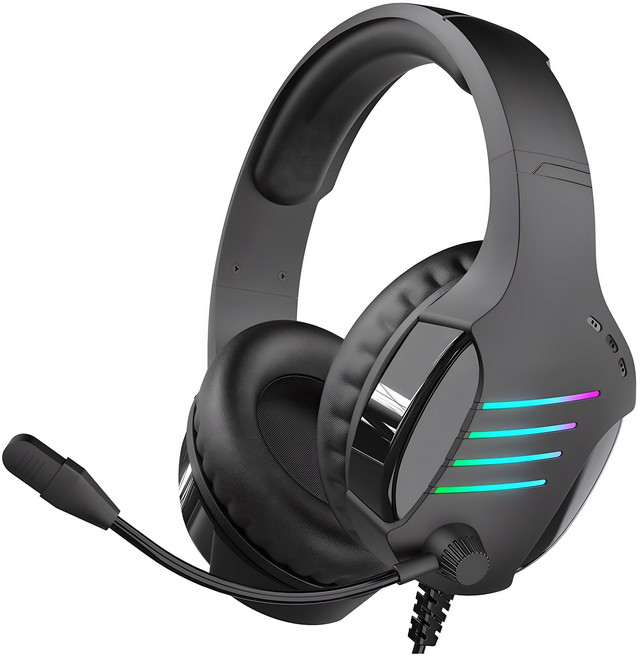 아이리버 노이즈 캔슬링 마이크 레이보우 LED USB 게이밍 헤드셋, EQwear-G7H, 블랙