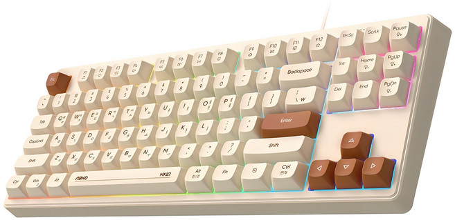ABKO 低噪音 87鍵 無數字鍵盤 薄膜鍵盤, MK87, 燕麥色, 製造商軸