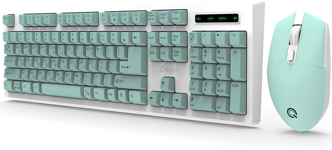 큐센 무선 키보드 + 마우스 + 키스킨 세트, MK450, 민트, 일반형