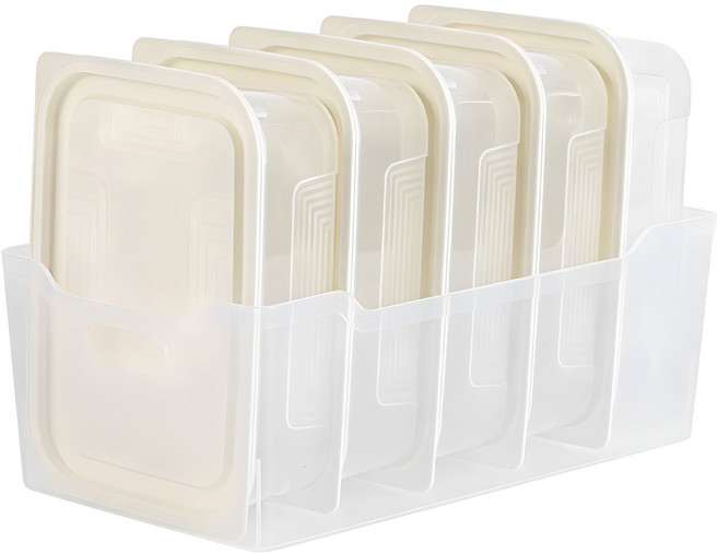 이지앤프리 이지킵 냉동실 정리 용기 6종 세트, 1세트, 6호 트레이(1p)+1250ml 용기(5p)