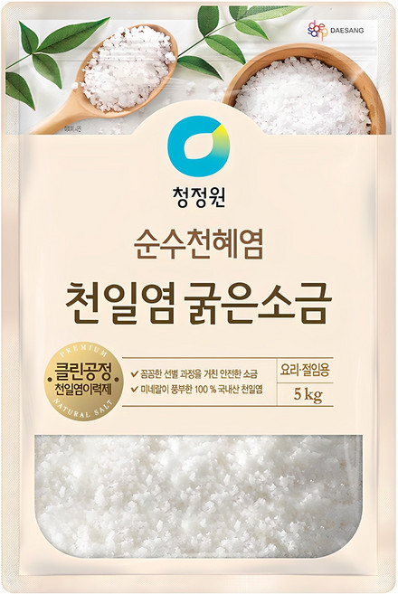 청정원 천일염 굵은소금, 5kg, 1개