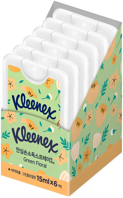 크리넥스 안심손소독 스프레이 그린플로럴, 15ml, 6개