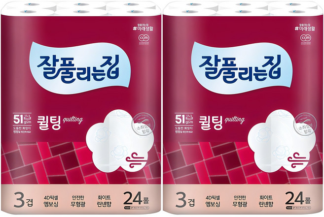 잘풀리는집 퀄팅 3겹 화장지, 30m, 24개입, 2개