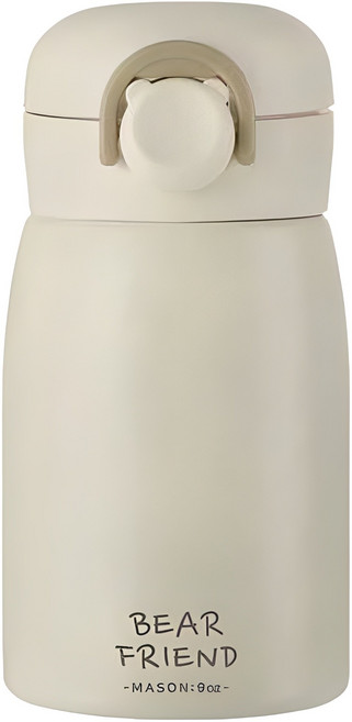 푸코 베어 프렌드 원터치 보온병, 베이지, 260ml, 1개