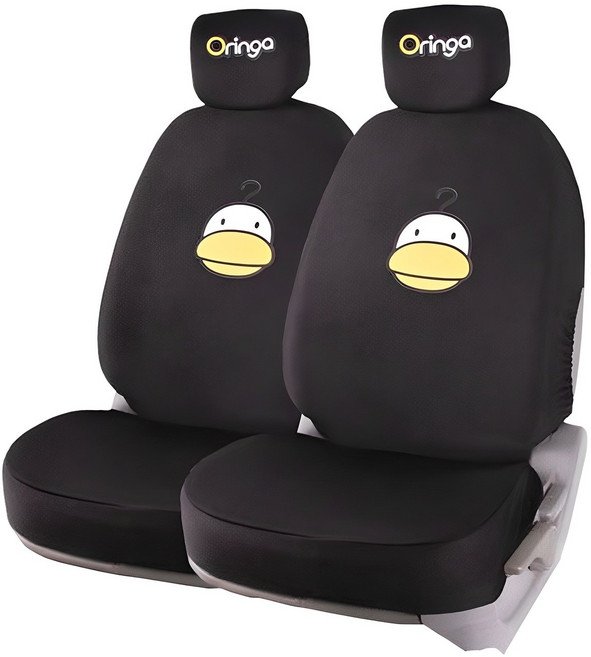 오링가 사계절 차량용 패션 시트커버 앞좌석 2p, 블랙, 1세트
