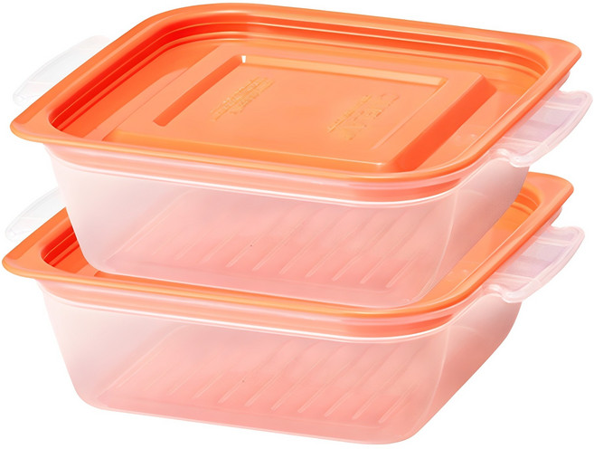 씨밀렉스 점보쿡밥 전자레인지 전용용기 700ml, 오렌지, 2개