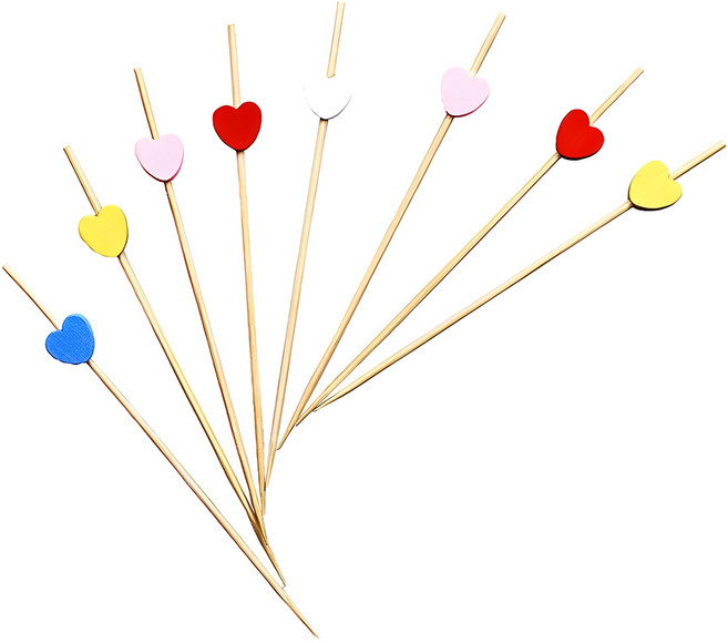 이홈베이킹 대나무 하트픽 일회용꼬치, 100개, 1세트