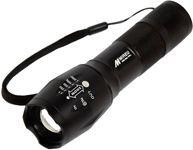 MIREU LED 줌 라이트 손전등 DNS-XML-T6PL, 블랙, 1개