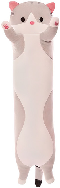 TCR 고양이 인형 안고자는 바디 필로우, 그레이