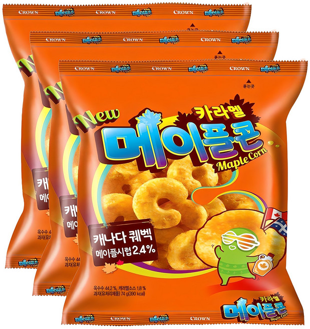 크라운 카라멜 메이플콘, 74g, 3개