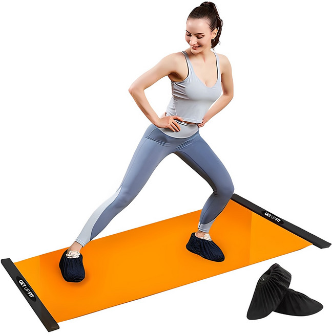 가치올림 헬스센스 겟업핏 슬라이드 보드 스케이트 매트 + 신발 파우치 세트, 오렌지, 1개