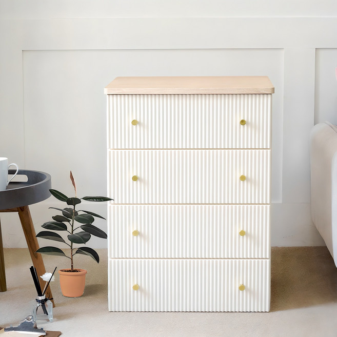 보노하우스 카밀라 템바보드 서랍장, 화이트, 4단