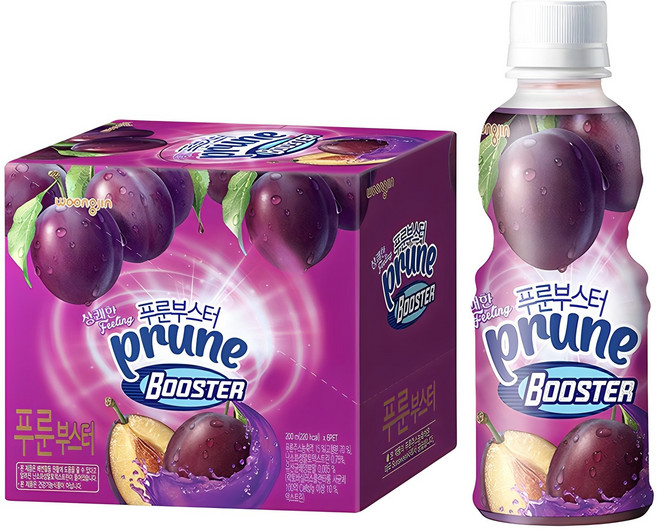 웅진 푸룬부스터 주스, 200ml, 6개