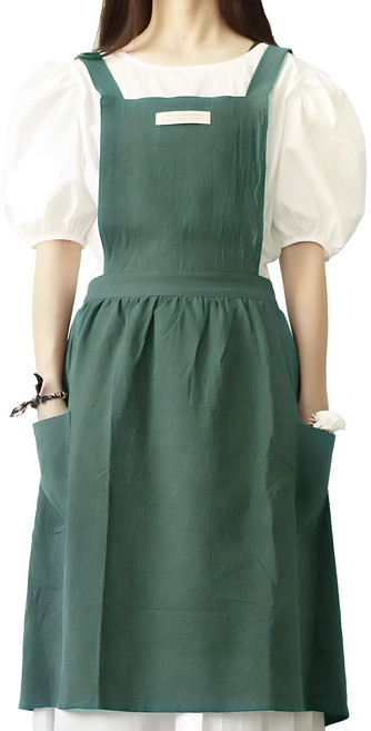 젊은이마켓 코튼 캔버스 조끼 원피스형 앞치마, 그린, 1개