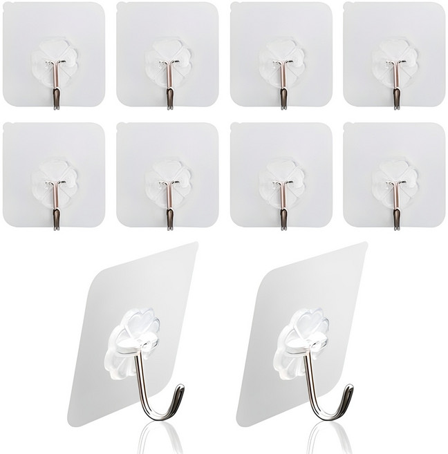 TheLiving 초강력 후크 걸이, 투명, 10개