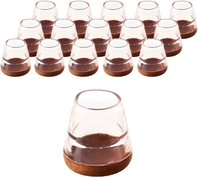 코멧 홈 미끄럼방지 투명 의자발 커버, 브라운, 16개