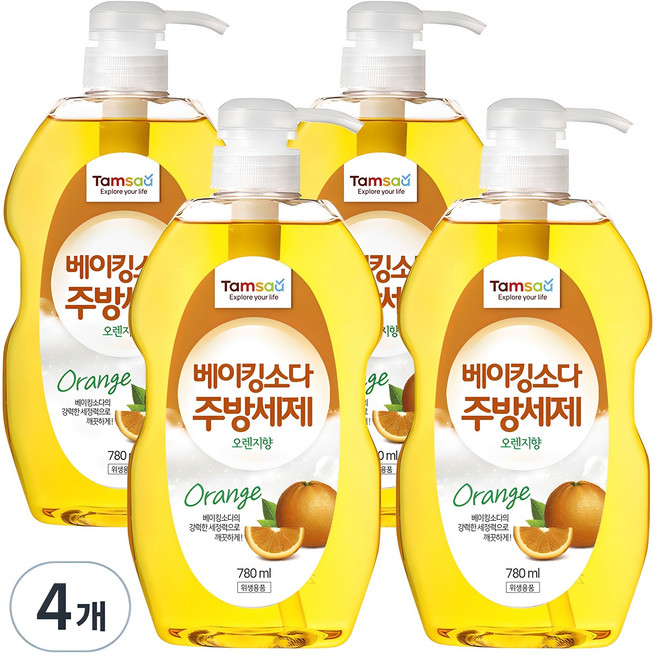 탐사 베이킹소다 주방세제 오렌지향, 780ml, 4개