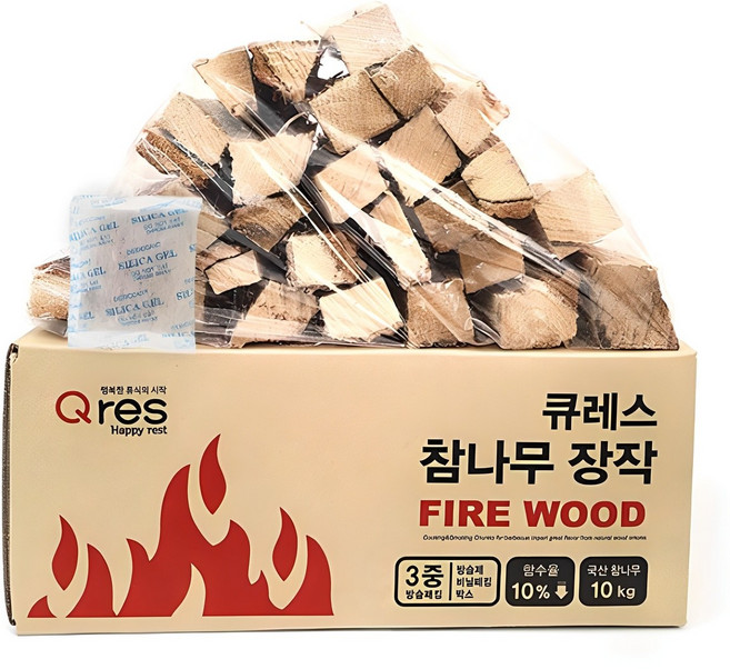 큐레스 3중 방습 국산 참나무 장작, 10kg, 1개