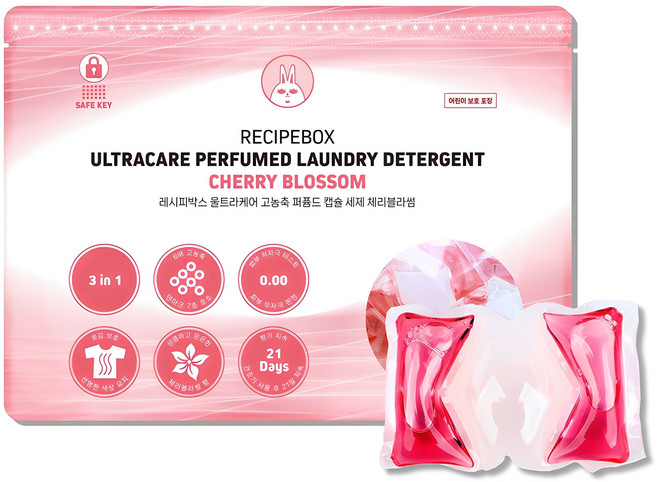 레시피박스 울트라케어 고농축 퍼퓸드 체리블라썸향 캡슐세제, 1개, 30개입