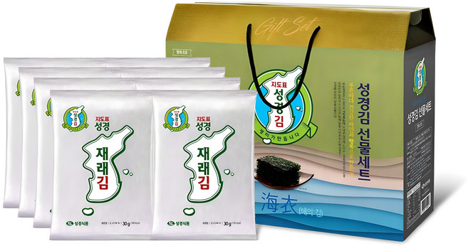 지도표성경 재래전장김 선물세트, 30g, 8개