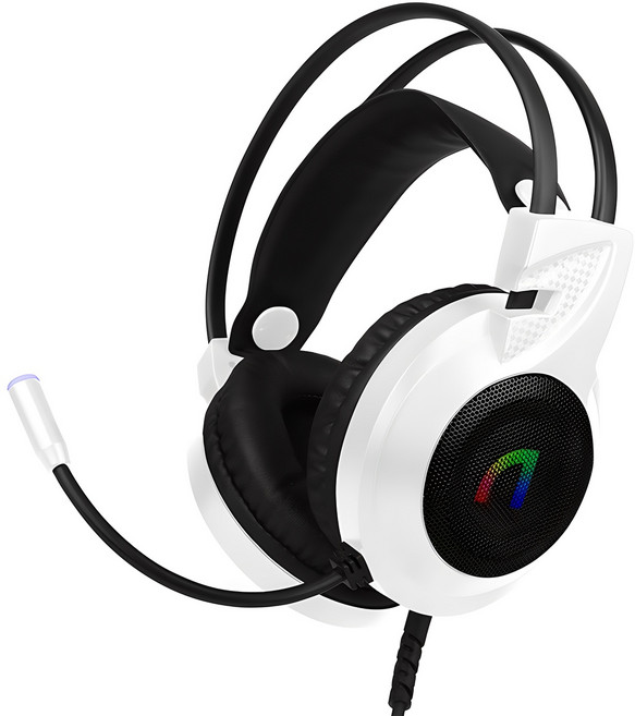 앱코 가상 7.1 RGB 노이즈 캔슬링 마이크 게이밍 헤드셋, N460, 화이트