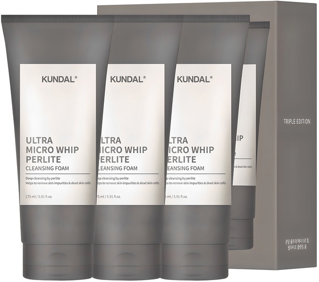 쿤달 울트라 마이크로 휩 펄라이트 폼클렌징, 175ml, 3개