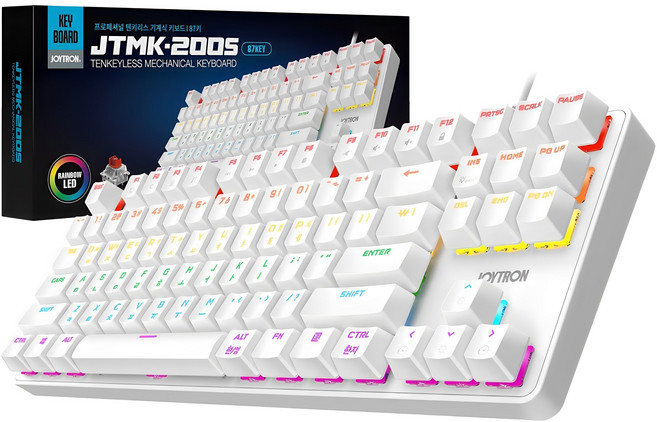 조이트론 프로페셔널 텐키리스 유선 기계식 키보드, 화이트, JTMK-200S, 적축