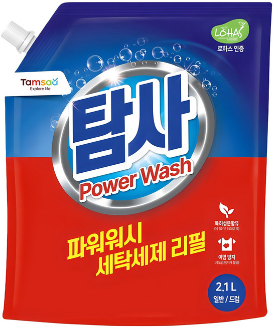 탐사 파워워시 세탁세제 리필 파우치, 2.1L, 1개