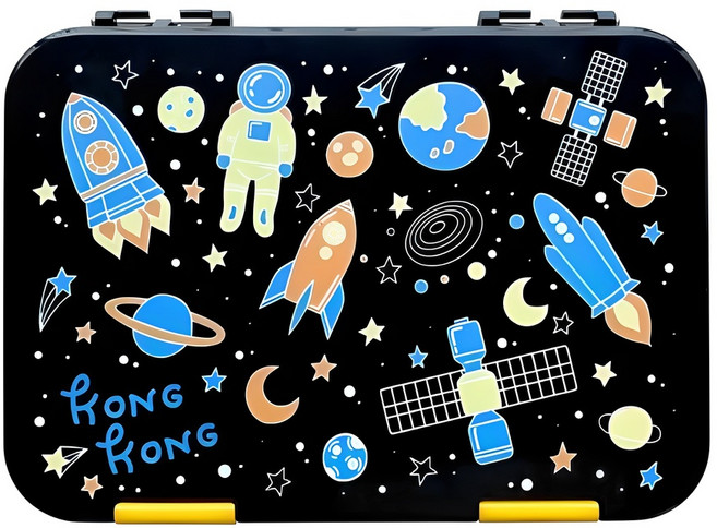 콩콩 미니 그래픽 1단 도시락, 블랙, 1개