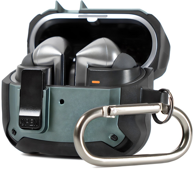 누아트 갤럭시 프레임 락범퍼 케이스, 버즈3/버즈3프로/버즈3FE, 그린, 1개