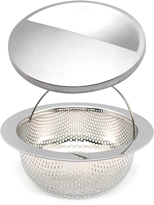 굿스탑 304 스텐 라운딩 싱크대 거름망 + 반달 배수구 커버, 1개