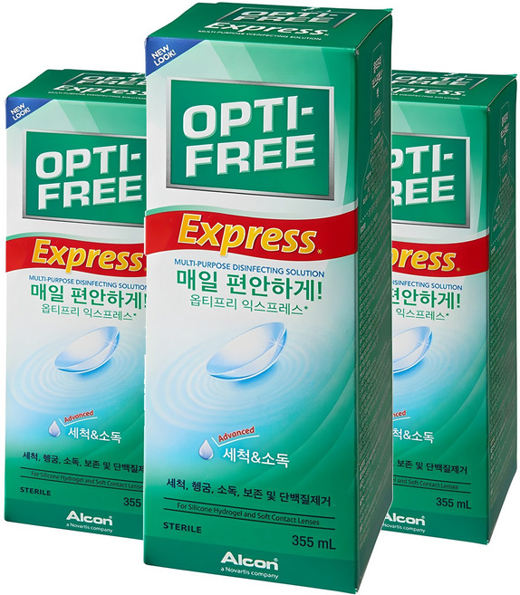 옵티프리 익스프레스 렌즈세정액, 355ml, 3개