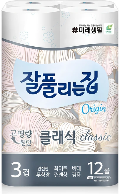 잘풀리는집 3겹 클래식 화장지, 27m, 12개입, 1개 - 쿠팡