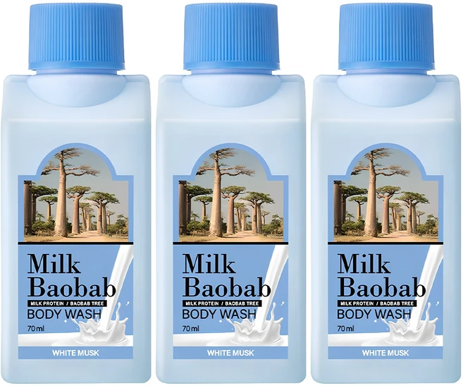 밀크바오밥 여행용 바디워시 화이트머스크, 70ml, 3개 - 쿠팡