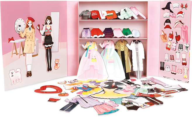 MAGNETOPIA 磁鐵紙娃娃 瑪麗和喬伊的祕密衣櫃, 混色, 1組