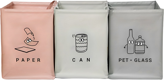 모노블 반전매력 재활용 분리수거함 3종 세트, 혼합색상