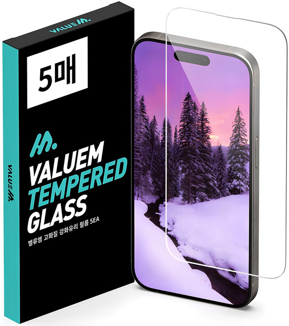 밸류엠 고화질 9H 강화유리 휴대폰 액정보호필름 5p 세트, 1세트