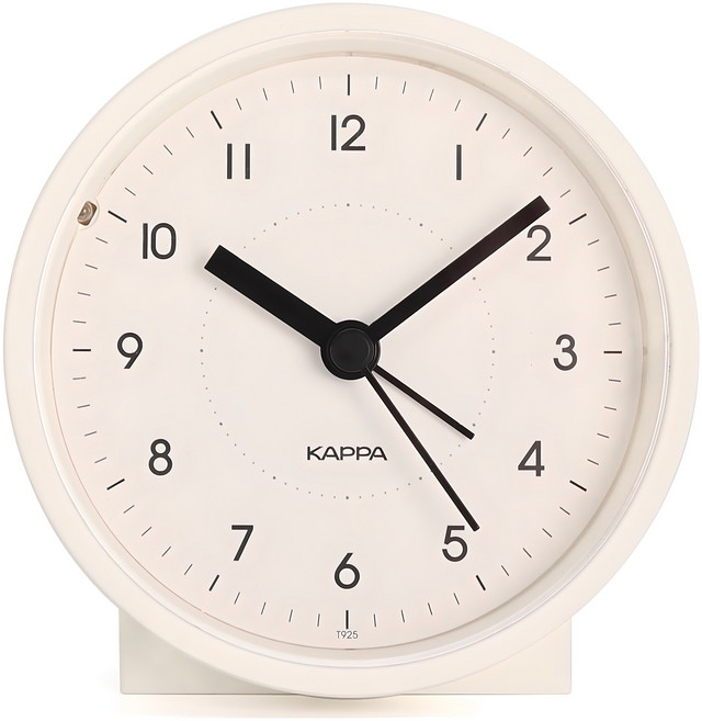 KAPPA 심플 무소음 알람 탁상시계 T925, 크림화이트