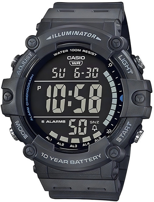10年電池系列防水電子軍用手錶 AE-1500WH 木炭色