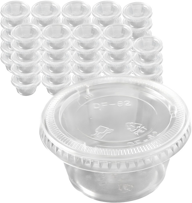 일회용 소스통 + 뚜껑 세트 6 x 3 cm, 50개, 1세트