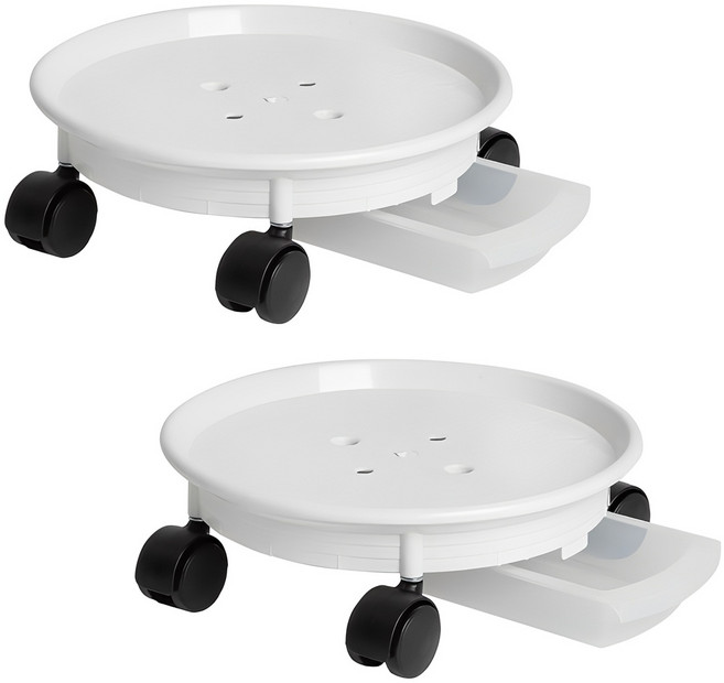 아이리스 롤러 화분 받침대 2p, 화이트, 1개