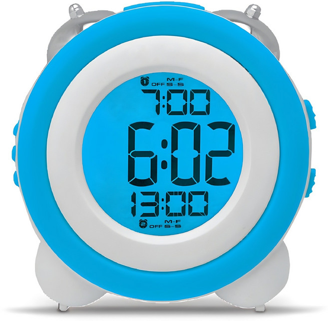 생활살림 시끄러운 디지털 LED 탁상 공룡알람시계, 블루