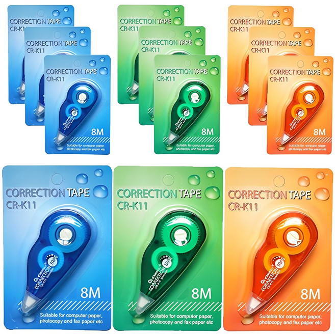 다다 가성비 수정테이프 8m, 랜덤 발송, 12개