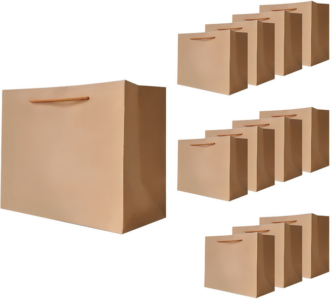 리드홈 튼튼한 크라프트 무지 종이 쇼핑백 12p, 와이드형, 12개