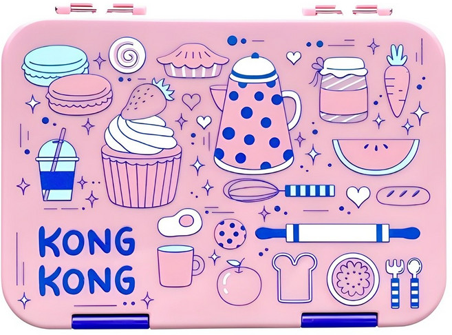 콩콩 미니 그래픽 1단 도시락, 베이비핑크, 1개