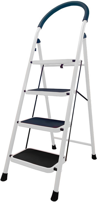 코끼리리빙 접이식 스툴 사다리 A형 4단 화이트, 1개