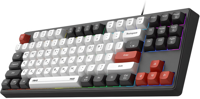 앱코 저소음 멤브레인 87키 유선 텐키리스 키보드, 블랙, MK87, 제조사축