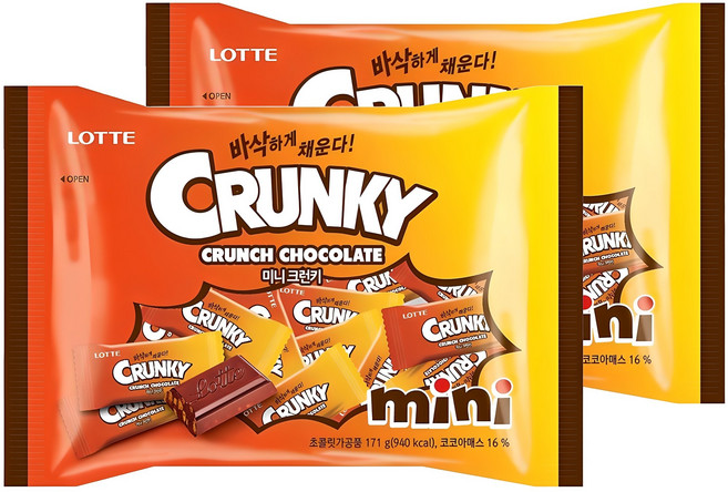롯데웰푸드 롯데제과 미니 크런키, 171g, 2개