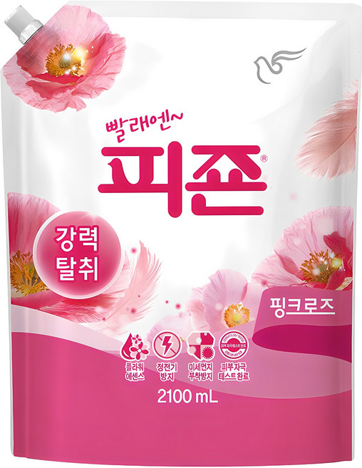 피죤 강력탈취 섬유유연제 핑크로즈 리필, 2.1L, 1개
